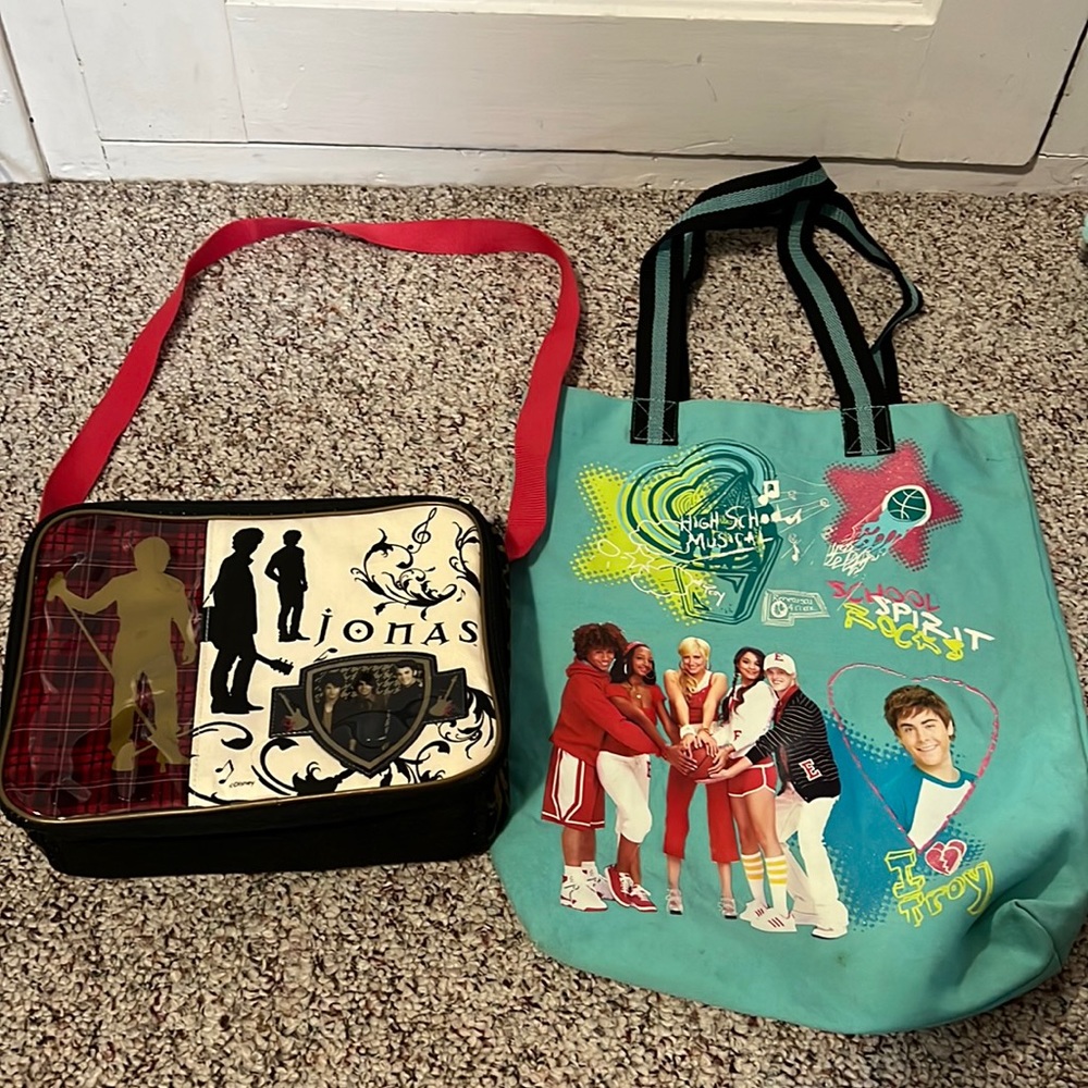Y2K bundle - Jonas Brothers lunch bag & High School Musical tote